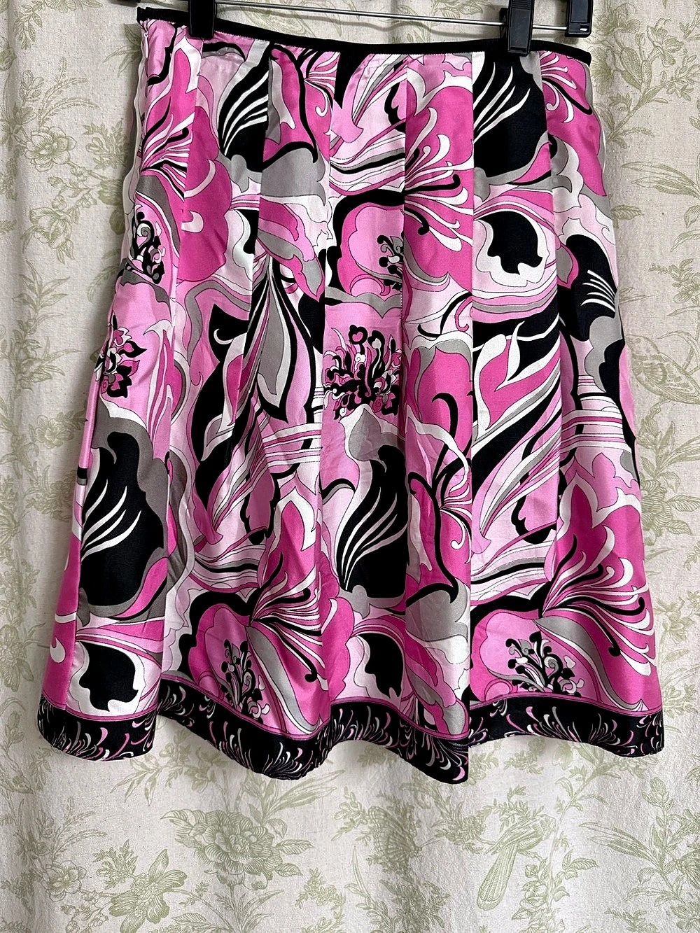 Antonio Melani Floral A-Line Silk Skirt